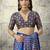 Blue modal satin ajrakh print saree