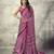 Pink modal satin ajrakh print saree