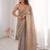 Beige fendy satin sequence embroidered saree