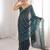 Teal fendy satin sequence embroidered saree