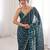 Teal fendy satin sequence embroidered saree