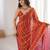 Orange fendy satin sequence embroidered saree