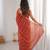 Orange fendy satin sequence embroidered saree
