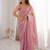 Pink fendy satin sequence embroidered saree