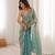 Aqua blue fendy satin sequence embroidered saree