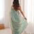 Aqua blue fendy satin sequence embroidered saree