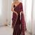 Wine fendy satin sequence embroidered saree
