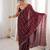 Wine fendy satin sequence embroidered saree