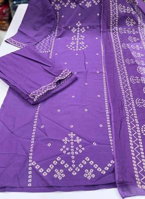 Women Cotton Bandhani Printed Kurta Pant Dupatta Set 2
