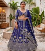 Plus Size Chinon Silk Embroidered Lehenga Choli Set | Ready to Wear 34-50