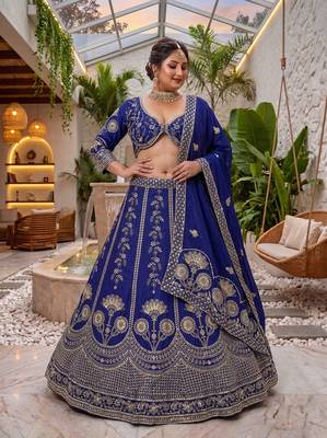 Plus Size Chinon Silk Embroidered Lehenga Choli Set | Ready to Wear 34-50 2