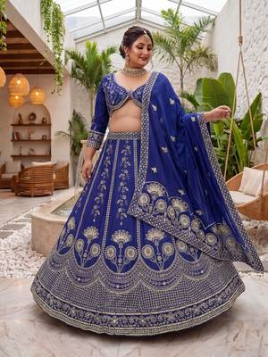 Plus Size Chinon Silk Embroidered Lehenga Choli Set | Ready to Wear 34-50 3