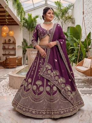 Designer Plus Size Wedding Lehenga Choli with Sequins & Zari Work | Sizes 34-50 3