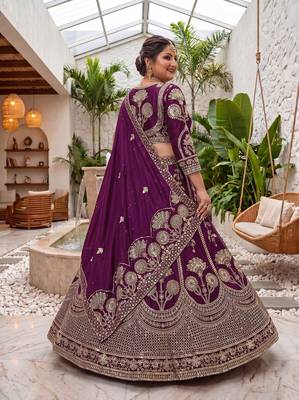 Designer Plus Size Wedding Lehenga Choli with Sequins & Zari Work | Sizes 34-50 4