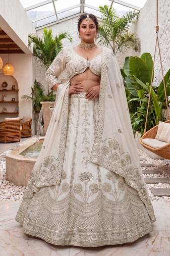 Ready to Wear Plus Size Embroidered Chinon Silk Lehenga Choli for Women