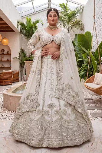 Ready to Wear Plus Size Embroidered Chinon Silk Lehenga Choli for Women