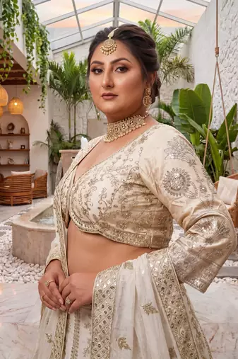 Ready to Wear Plus Size Embroidered Chinon Silk Lehenga Choli for Women