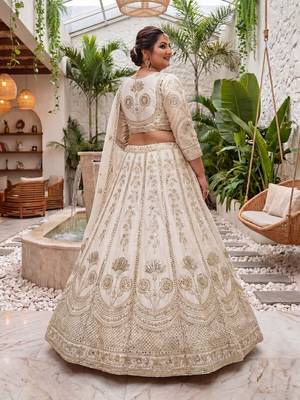 Ready to Wear Plus Size Embroidered Chinon Silk Lehenga Choli for Women 3