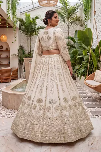 Ready to Wear Plus Size Embroidered Chinon Silk Lehenga Choli for Women
