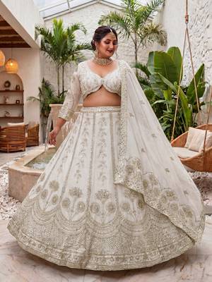 Ready to Wear Plus Size Embroidered Chinon Silk Lehenga Choli for Women 4