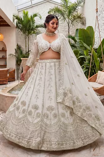 Ready to Wear Plus Size Embroidered Chinon Silk Lehenga Choli for Women