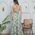 Green floral printed cotton fit and flare dress for women