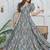 Blue floral printed cotton maxi dress for women