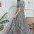 Blue floral printed cotton maxi dress for women
