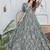 Blue floral printed cotton maxi dress for women