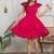 Magenta solid cotton layered fit & flare dress for women