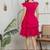 Magenta solid cotton layered fit & flare dress for women