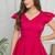Magenta solid cotton layered fit & flare dress for women