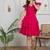 Magenta solid cotton layered fit & flare dress for women