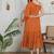 Brown solid cotton one-shoulder a-line dress for women