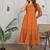 Brown solid cotton one-shoulder a-line dress for women