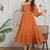 Brown solid cotton one-shoulder a-line dress for women