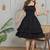 Black solid cotton fit & flare dress for women