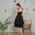 Black solid cotton fit & flare dress for women