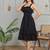Black solid cotton fit & flare dress for women