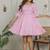 Pink solid cotton tiered dress for women