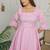 Pink solid cotton tiered dress for women