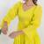 Lime green solid cotton fit & flare dress for women