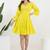 Lime green solid cotton fit & flare dress for women