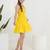 Yellow solid cotton fit & flare dress for women