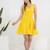 Yellow solid cotton fit & flare dress for women