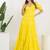 Yellow solid cotton tiered dress for women