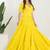 Yellow solid cotton tiered dress for women