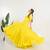 Yellow solid cotton tiered dress for women