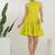 Lemon green solid cotton tiered fit & flare dress for women