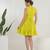 Lemon green solid cotton tiered fit & flare dress for women